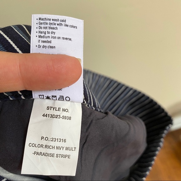 PAIGE Navy Blue Paradise Charisma Stripe Wide Leg Pants - Picture 15 of 16